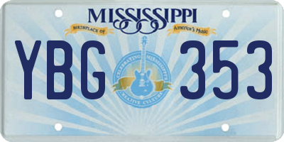 MS license plate YBG353