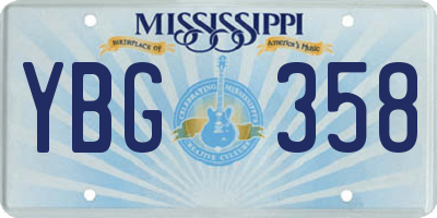 MS license plate YBG358