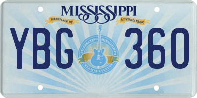 MS license plate YBG360