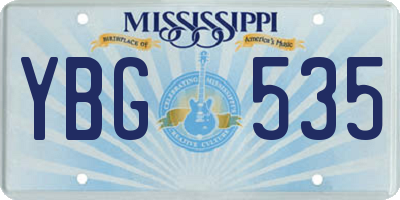 MS license plate YBG535
