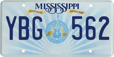 MS license plate YBG562