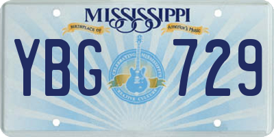 MS license plate YBG729