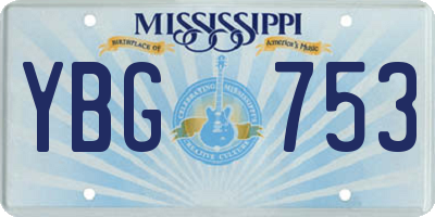 MS license plate YBG753