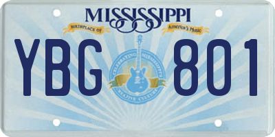 MS license plate YBG801