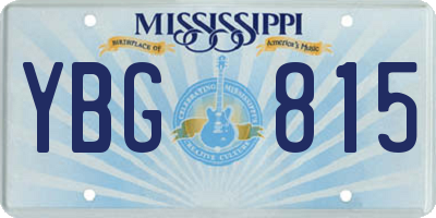 MS license plate YBG815