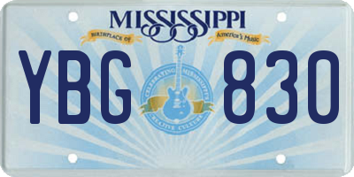 MS license plate YBG830