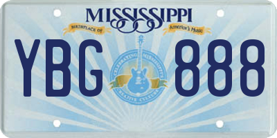 MS license plate YBG888