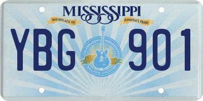 MS license plate YBG901