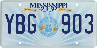MS license plate YBG903