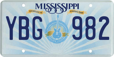 MS license plate YBG982