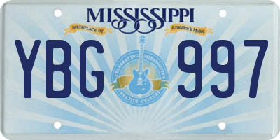 MS license plate YBG997