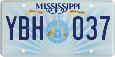 MS license plate YBH037