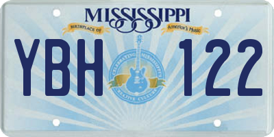 MS license plate YBH122