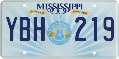 MS license plate YBH219