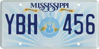 MS license plate YBH456