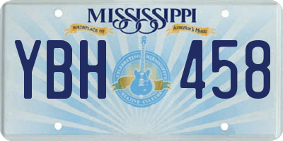 MS license plate YBH458