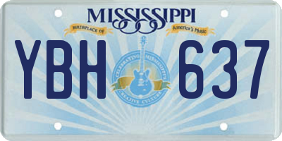 MS license plate YBH637