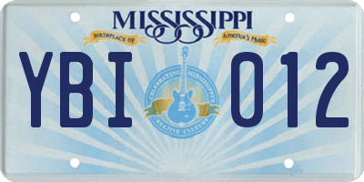 MS license plate YBI012