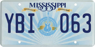 MS license plate YBI063