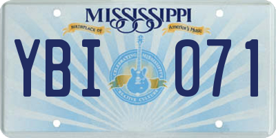 MS license plate YBI071