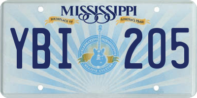 MS license plate YBI205