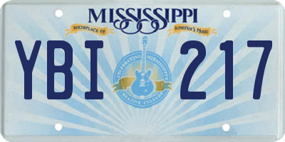 MS license plate YBI217