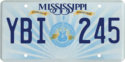 MS license plate YBI245