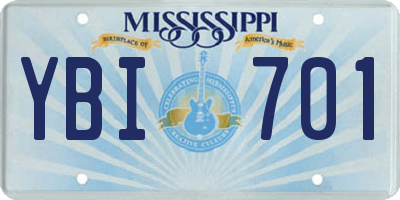 MS license plate YBI701