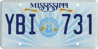 MS license plate YBI731