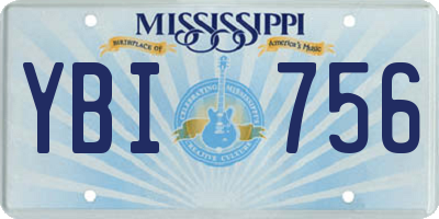 MS license plate YBI756