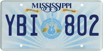 MS license plate YBI802