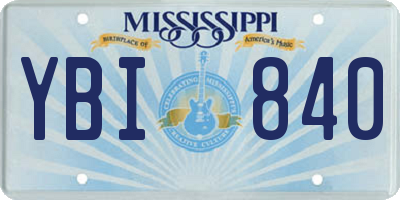 MS license plate YBI840