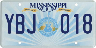 MS license plate YBJ018