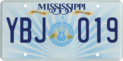 MS license plate YBJ019