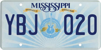 MS license plate YBJ020