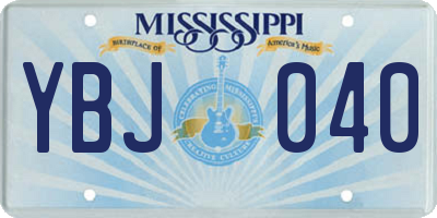 MS license plate YBJ040