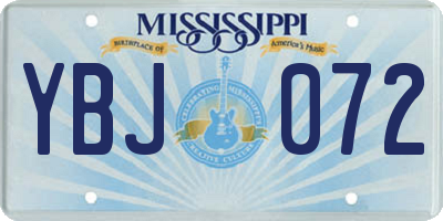 MS license plate YBJ072