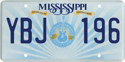 MS license plate YBJ196
