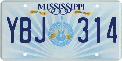MS license plate YBJ314