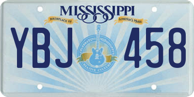 MS license plate YBJ458