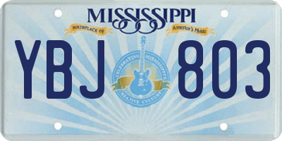 MS license plate YBJ803