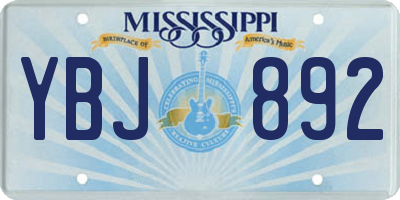 MS license plate YBJ892