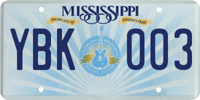 MS license plate YBK003