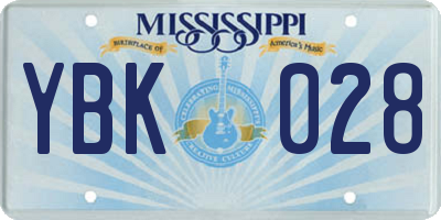 MS license plate YBK028