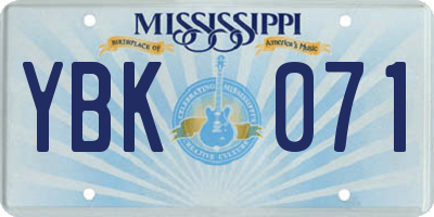 MS license plate YBK071