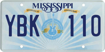 MS license plate YBK110