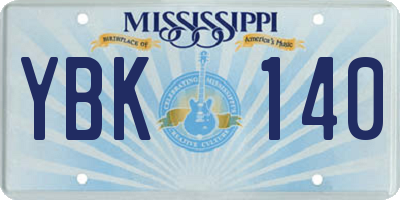 MS license plate YBK140