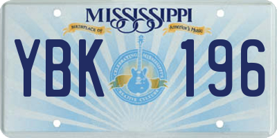 MS license plate YBK196