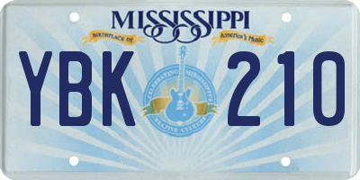 MS license plate YBK210