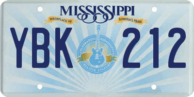 MS license plate YBK212
